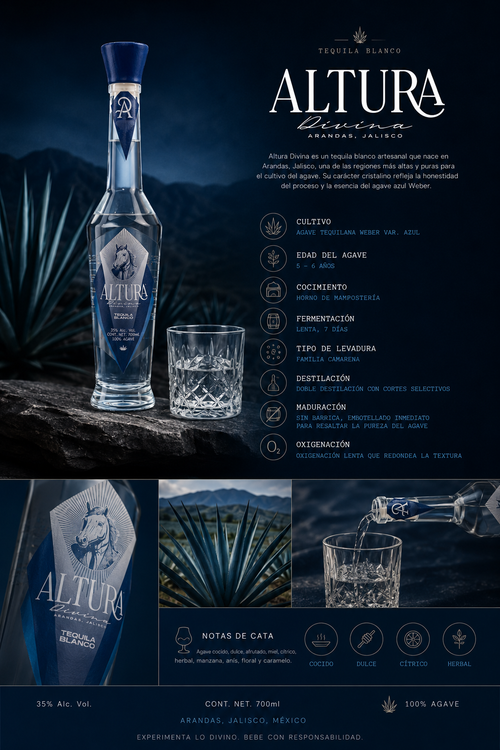 Tequila Blanco Altura Divina 100% Agave 700 ml
